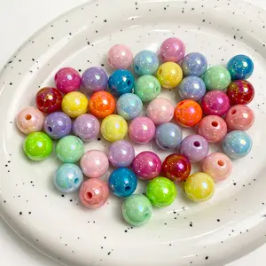 China Manufacturer Cheap Loose Beads Face Round Acrylic Beads For Bracelet Making Straight Hole Loose Beads Wholesale