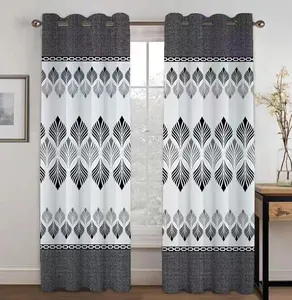 Cortina geométrica de linho e algodão, cortina moderna nórdica com estampa geométrica, para decoração de sala de estar e quarto