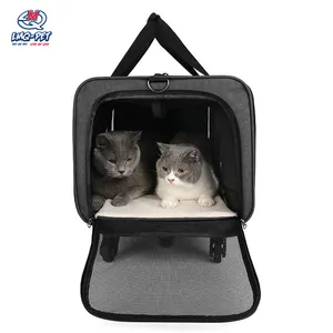 Equipaje de viaje aprobado por la aerolínea, transportador suave para mascotas con ruedas desmontables, bolsa de transporte de viaje para perros y gatos, transportador para gatos con rueda