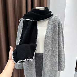 Sciarpa Calda Lavorata a Maglia per Donna, Autunno <span class=keywords><strong>e</strong></span> Inverno, Sciarpa con Bordo a Nappine in Tinta Unita, Accessorio di Alta Qualità - Product Image 4