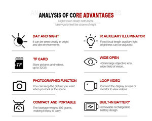 กล้องส่องกลางคืนแบบดิจิตอล Binock กำลังขยาย 5 เท่า สำหรับล่าสัตว์ มองเห็นในที่มืด ขนาดเลนส์ 32 มม. - Product Image 5