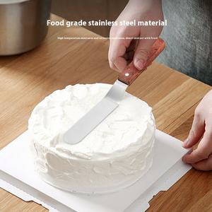 Raspador grueso de acero inoxidable para pasteles con mango de plástico y madera, espátula recta para hornear crema, utensilios de cocina para hornear - Product Image 2