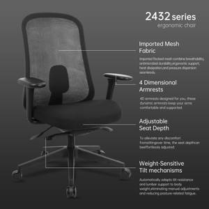 <span class=keywords><strong>Adino</strong></span> Muebles De Oficina Serie 2432 Silla De Oficina ergonómica con ruedas silenciosas De PU De 60MM Cadeira De Escritorio Silla De Oficina - Product Image 3