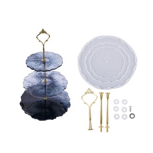 OEM/ODM Epoxy Moule <strong>Poxy</strong> Art Cupcake Plate 3 Tier Cake Stand Casting Silicone Tray Molds for <strong>Resin</strong> - Product Image 1