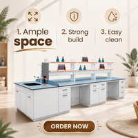 Banc de travail de laboratoire robuste, table de travail de laboratoire en acier avec armoires pour école, usine