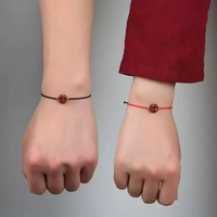 Bracelet ajustable trèfle à quatre feuilles porte-bonheur en cinabre, bijou délicat et tendance pour le Nouvel An lunaire