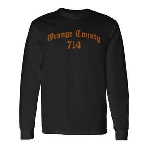 T-shirt promotionnel Orange County à manches longues, code postal 714, Santa Ana, Californie, motif fierté de l'Orange County - Product Image 1