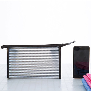 Portable Mesh <b>Toiletry</b> Bag Rectangle Waterproof Transparent Travel Cosmetic <b>Storage</b> Bag Black And White - Product Image 4