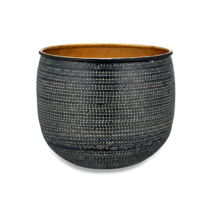 Maceta Decorativa de Metal con Acabado Interior Dorado, Moderna Maceta para Interiores y Exteriores para Decoración del Hogar y Jardín - Product Image 1