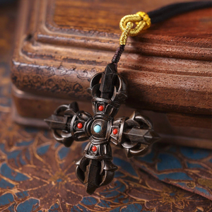 สร้อยคอไม้ทิเบตรูป<span class=keywords><strong>พระ</strong></span>พุทธเจ้า Dorje Vajra สำหรับผู้ชาย & ผู้หญิงพระพุทธนำโชคโชคสร้อยคอเสน่ห์การอธิษฐาน - Product Image 4