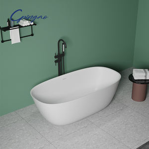 Baignoire japonaise autoportante pour une personne seule Baignoire d'angle carré Baignoire à surface solide pure - Product Image 1