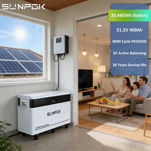 SUNPOK 10 Years Warranty High Efficiency Floor Standing 51.2V 20kwh Lithium <b>Battery</b> 400Ah With LCD Touchscreen SP-48400-YD 20kwh - Product Image 1
