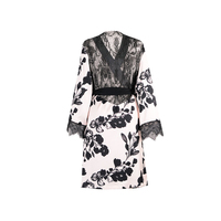 Guixiu Automne Vêtements de nuit Manches longues Dentelle transparente sur le dos Peignoir Kimono Robe classe
