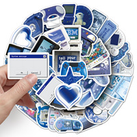 50 pièces Vintage bleu Y2K Ins mode Graffiti autocollants pour bagages téléphone bricolage décor Album Scrapbook autocollant