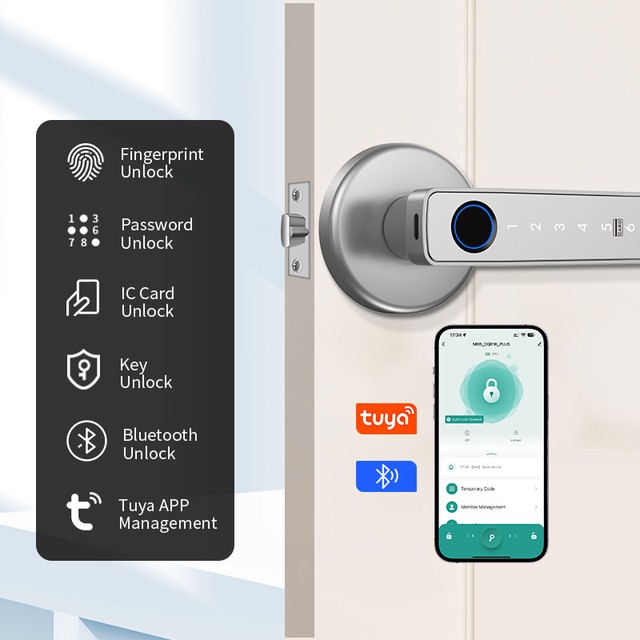 Smart Deadbolt Lock with Fingerprint & RFID - Tuya Compatible - Electronic Digital Lock for Metal Gate and Wooden Doors