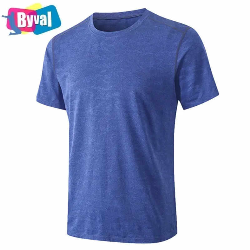 2021 OEM Service Summer Sportswear Men Running Shirt Gym Short Sleeve Solid Color Training Breathable Men T Shirt