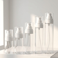 Flacon de lotion en plastique transparent de qualité supérieure avec tête de pompe blanche, adapté aux soins de la peau, tonique, 120 ml, format voyage, rechargeable