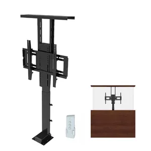 Adjustable Factory Customize Remote Control 32-70inch Motorized Vertical Stand TV Lift Height Adjustable Cabinet TV Mount With Top Cover