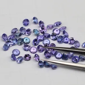 High Quality Pure Stone Round Tanzanite Inlaid Gemstone For Diy Ring Necklace Pendant Earrings Bracelet