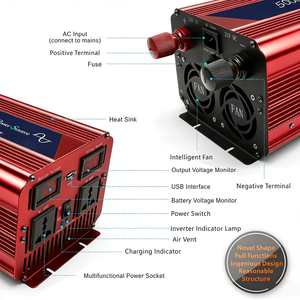 DC12V คลื่นไซน์บริสุทธิ์เป็น AC 220V/110แรงดันไฟฟ้ารองรับพลังงานรถยนต์1000วัตต์ - Product Image 3