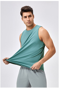 Camiseta sin Mangas Holgada para Hombre, Cuello Redondo, Secado Rápido, Poliéster, Personalizable con Logotipo, Transpirable, para Gimnasio, Entrenamiento, Running - Product Image 3
