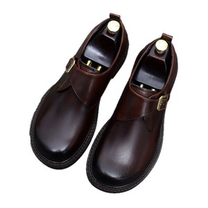 Men's large-sized genuine leather new style business formal shoes, trendy <b>big</b>-head casual leather shoes with buckle design - Product Image 1