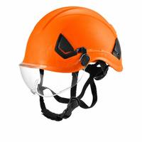 Casque de sécurité de haute qualité pour travaux en extérieur, avec visière de protection en ABS, blanc et orange, lunettes de protection, casque de chantier