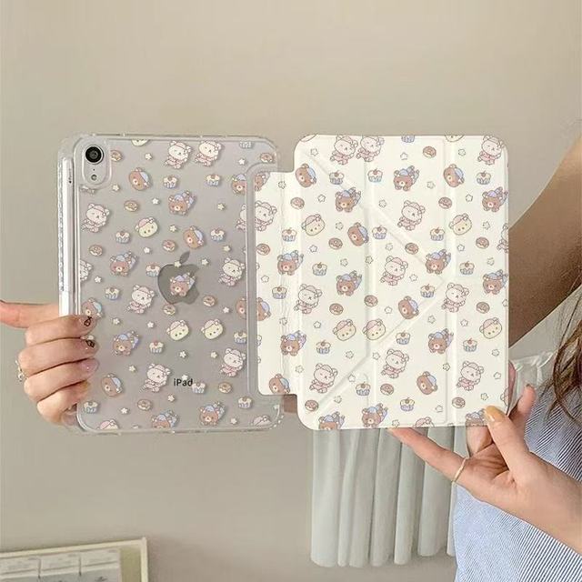 Cute Cartoon Y Fold iPad Case  Shockproof Protective Cover for iPad Air 11 M3 A16 10th Gen Air 1/2/4/5