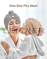 Bonnet de séchage des cheveux avec logo personnalisé, serviette en microfibre pour cheveux avec bouton, toucher doux, séchage rapide, bonnet de douche doux pour femmes, bonnet pour cheveux