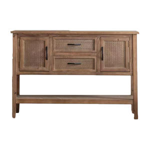 American Retro Entryway Cabinet Distressed Wood 3 Compartment Storage Living Room Furniture - Product Image 5