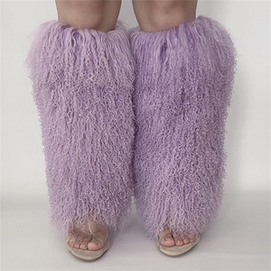Guêtres <span class=keywords><strong>en</strong></span> vraie fourrure mongole pour femmes, couvre-bottes d'automne, couvre-pieds <span class=keywords><strong>en</strong></span> fourrure style Lolita Punk Harajuku - Product Image 4