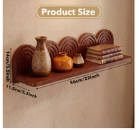 Rak Dinding Kayu Kustom Gaya Boho Mid-Century Modern Vintage Multifungsi untuk Dekorasi Ruang Tamu, Kamar Mandi, Kamar Tidur, dan Kantor