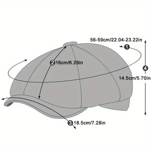 หมวกเบเร่ต์ทรงแปดเหลี่ยมสำหรับผู้ชายหมวกปาร์ตี้หนังสือพิมพ์อาบน้ำเลือดแนวนักเลง - Product Image 4