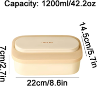 Boîte à lunch bento en silicone anti-fuite Asia avec cuillère et fourchette en acier inoxydable 304, rangement alimentaire pour la maison, le bureau et les voyages