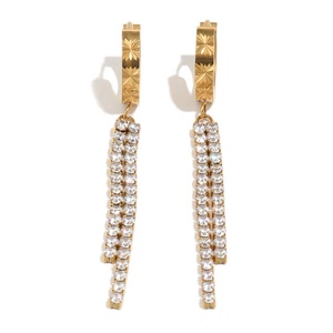 Boucles d'oreilles pendantes longues en acier inoxydable avec zircon et papillon, tendance, cadeau, bijoux minimalistes, hypoallergéniques - Product Image 5
