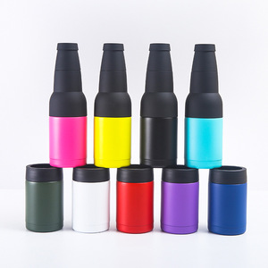 12oz Black 3 In 1 Can And Beer Bottle Double Wall Stainless Steel Insulated Wine Bottle Can <b>Cooler</b> With Beer Opener - Product Image 2