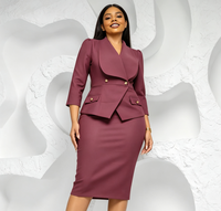 Robe midi crayon moulante élégante pour femme, à revers, double boutonnage, boutons dorés, manches 3/4, taille cintrée, idéale pour le bureau et les occasions formelles