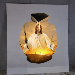 Sudadera con Capucha Estampada Digitalmente con Diseño de Jesús, Ecológica, para Hombre, Informal, Divertida, a la Moda, Talla Grande, 2024 - Product Image 3