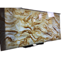 Dalles en pierre d'onyx artificiel au design moderne, taillé sur mesure, feuille de faux albâtre pour murs de télévision pour hôtels