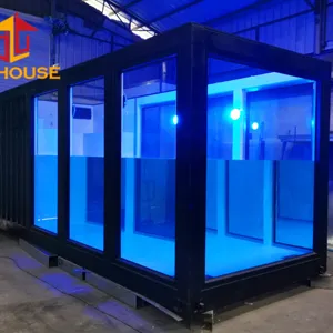 Tempered glass inground underground mobile container spa massage hot tub swim pool for sale