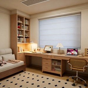Bibliothèque moderne avec étagères solides, armoire bibliothèque avec porte en verre pour <span class=keywords><strong>la</strong></span> maison, meubles sur mesure en bois. - Product Image 2