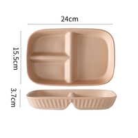 Bambus assiette divisée à 3 compartiments faite à la main fruits divisés nordiques résistant à la chaleur carré porcelaine céramique CLASSIC fête gravure