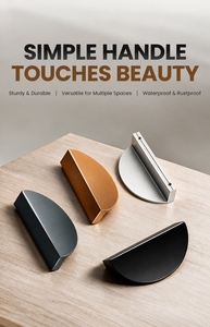 Poignée de meuble semi-circulaire en alliage d'aluminium brossé, moderne et minimaliste, pour armoire, commode, tiroir, cuisine, salle de bain - Product Image 4