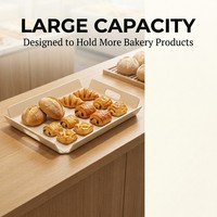 Plateau de présentation rectangulaire en plastique ABS écologique pour pâtisseries, idéal pour les supermarchés, boulangeries et cafés
