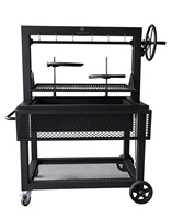 Barbecue au charbon de bois pliable réglable argentinien en acier inoxydable avec manivelle pour la maison et le camping