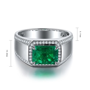 Anneaux pour hommes faits à la main de haute qualité à <span class=keywords><strong>prix</strong></span> abordable, anneau en émeraude créée en laboratoire, diamants de 6 carats, cadeaux pour homme, fête des pères - Product Image 1