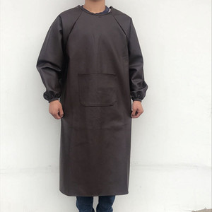 Overoles <span class=keywords><strong>de</strong></span> cuero para adultos Cuero impermeable y aceitoso <span class=keywords><strong>de</strong></span> manga larga Antidesgaste Delantal gordo Delantales - Product Image 5