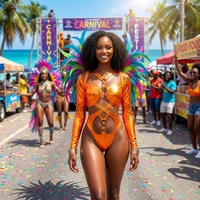 Monokini à manches longues découpé avec anneau métallique personnalisé, style caribéen pour le Carnaval, costume de lundi, fournisseur de marque privée