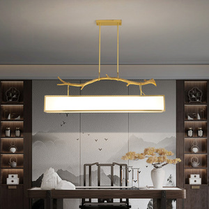 Lámpara de Techo Moderna de Estilo Chino, Totalmente en Cobre, para Comedor, Sala de Estar, Lámpara Colgante de Inspiración Zen para Estudio - Product Image 5