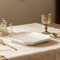 Ensemble d'assiettes à dîner en porcelaine embossée vintage, 10/12/13 pouces, blanches à motifs floraux, pour steak, pâtes, salade, pour la maison, le restaurant, le mariage, l'hôtel